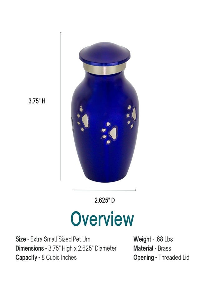 Silverlight Urns Blue with Silver Paw Prints Extra Small Pet Cremation Urn for Ashes, Brass, Blue Pet Urn, Dog Urn, Cat Urn, Extra Small Sized Pet Urn, 3.75 Inches High - Image 5