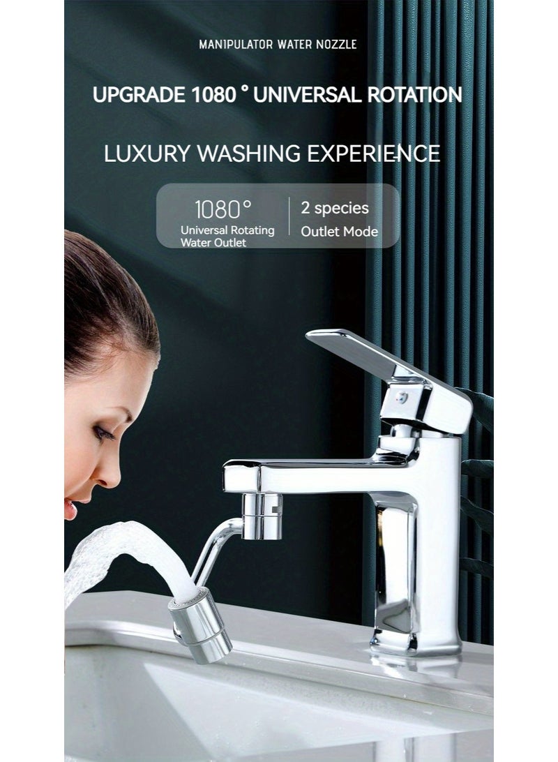 1pcs1080 Degree Rotating Stainless Steel Faucet, Splash-proof Mechanical Extension Arm For Bathroom Faucets, Fly Rain Spout Kitchen Faucet For Kitchen Bathroom  - Image 5