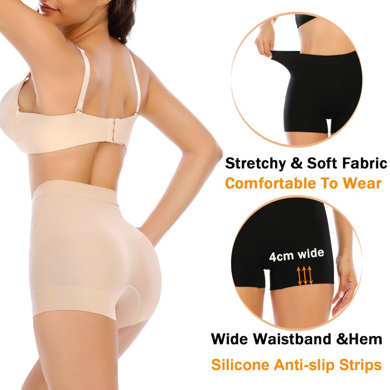 Werena Womens Seamless Shaping Boyshorts Panties Tummy Control Underwear Slimming Shapewear Slip Shorts(#A2 Beige(light Tummy Control),X-Large) - Image 3