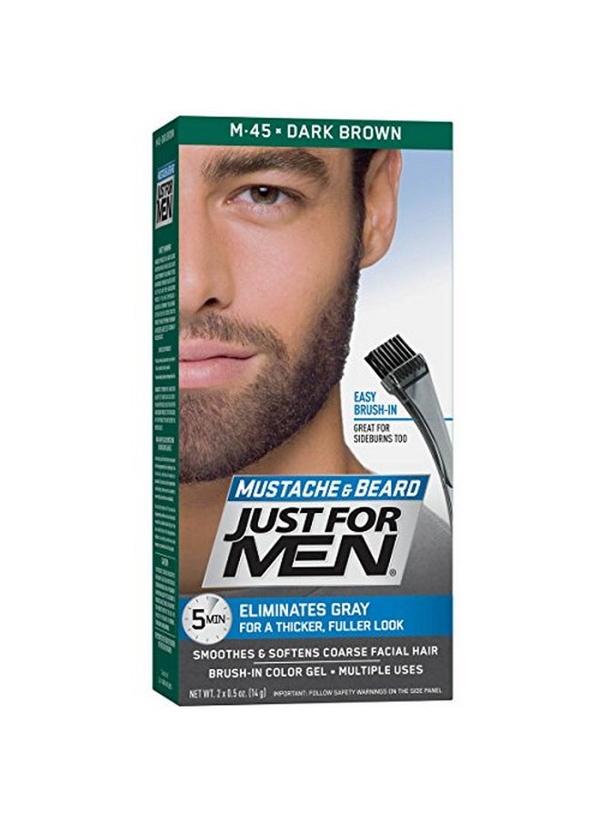 Just For Men أوست للرجال صبغة الشنب واللحية للشعر الرمادي مع فرشاة مرفقة لون: بني داكن M45  - Image 1