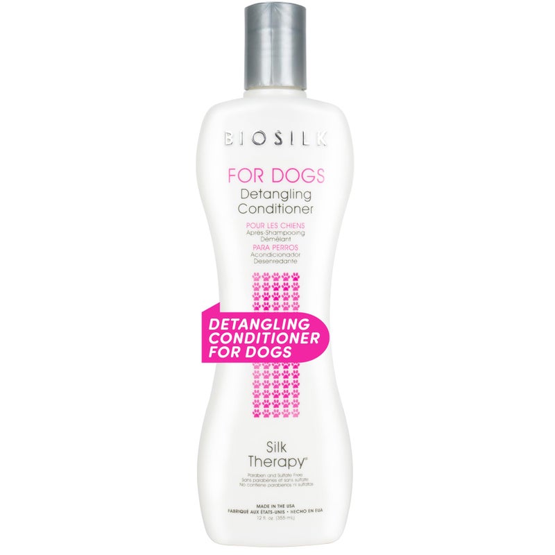 BioSilk for Dogs Silk Therapy Dog Detangling Conditioner Dog Coat Conditioner to Help Smooth Knots and Tangles and Support Soft Manageable Coats during Routine Grooming 12 Fl Oz