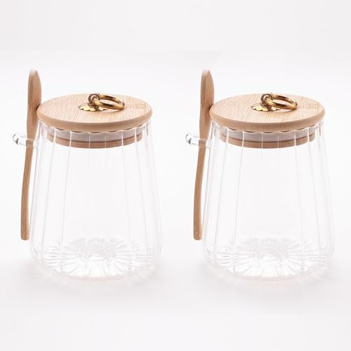 UMAI Borosilicate Glass Jar with Bamboo Lid | Kitchen Organizer Items and Storage | Multi-utility, Leakproof, Airtight Storage Jar for Cookies, Snacks, Tea, Coffee, Sugar | Set of 2 (635ml) - Image 1
