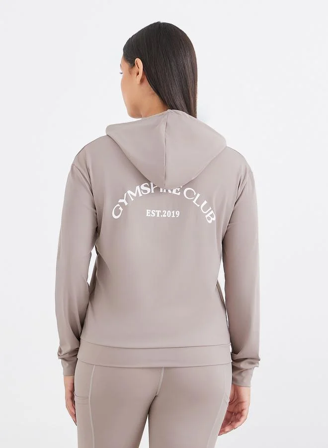 Styli Styli Gymspire Edition - Front and Back Text Detail Long Sleeve Hooded Top
