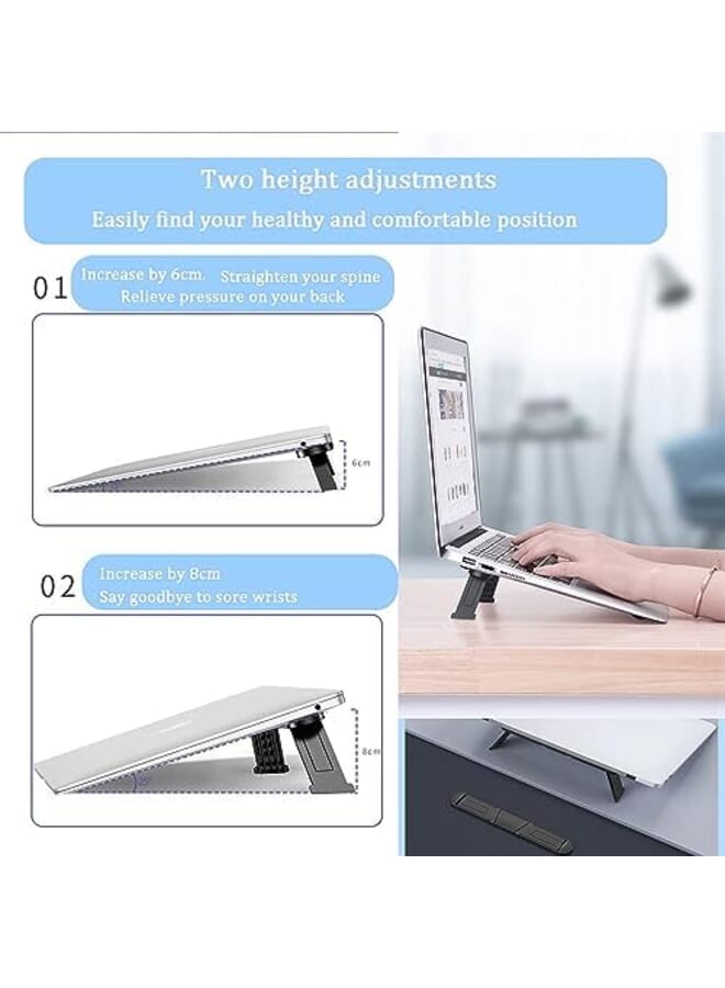 KASTWAVE Adjustable Laptop Stand Foldable Laptop Holder Ergonomic Notebook Stand Lightweight Laptop Suitable For Home Office Self Adhesive Black - Image 4