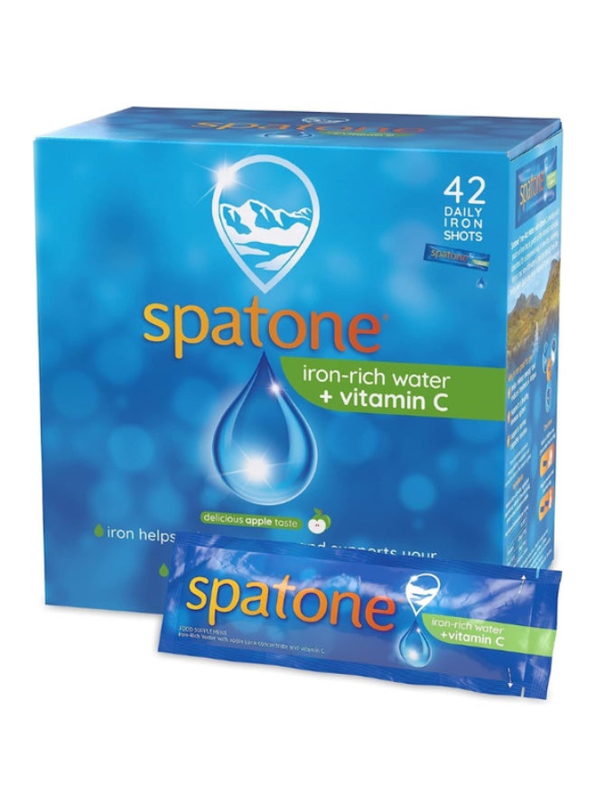 Spatone Apple Iron Rich Water With Vitamin C, Natural Iron Supplement Sachets, 42 Count - Image 1
