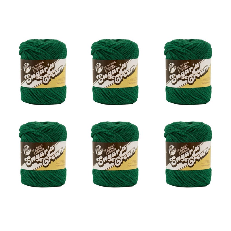 Lily Lily SugarN Cream Dark Pine Yarn  6 Pack of 71g25oz  Cotton  4 Medium Worsted  120 Yards  KnittingCrochet