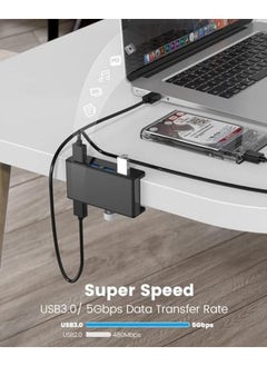 Excefore Usb 3.0 Hub Clamp Adapter Aluminum 4 Port Usb Splitter With Extra Power Supply Port And 4.92 Ft Data Cable Ultra Portable Usb Expander For Imac Laptop Pc  - Image 4