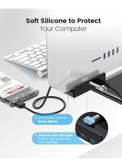 Excefore Usb 3.0 Hub Clamp Adapter Aluminum 4 Port Usb Splitter With Extra Power Supply Port And 4.92 Ft Data Cable Ultra Portable Usb Expander For Imac Laptop Pc  - Image 5