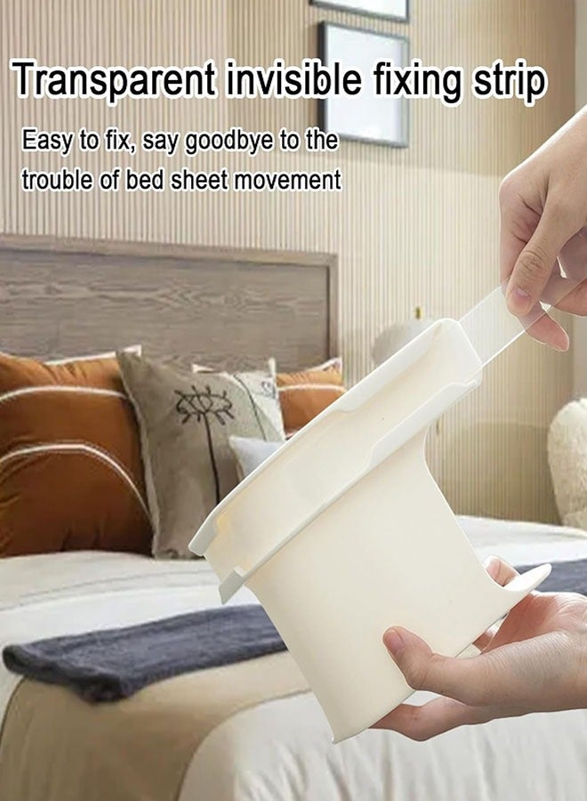 Bed Sheet Holder Set with Lock Strips, Heavy Duty Bed Sheet Fasteners, Non-Slip Lock Sheet Clips, for All Size Mattress, Blankets, Bedding (White-4pcs)  - Image 2