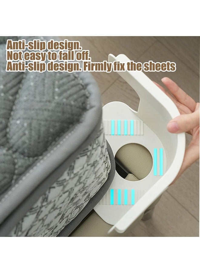 Bed Sheet Holder Set with Lock Strips, Heavy Duty Bed Sheet Fasteners, Non-Slip Lock Sheet Clips, for All Size Mattress, Blankets, Bedding (White-4pcs)  - Image 4