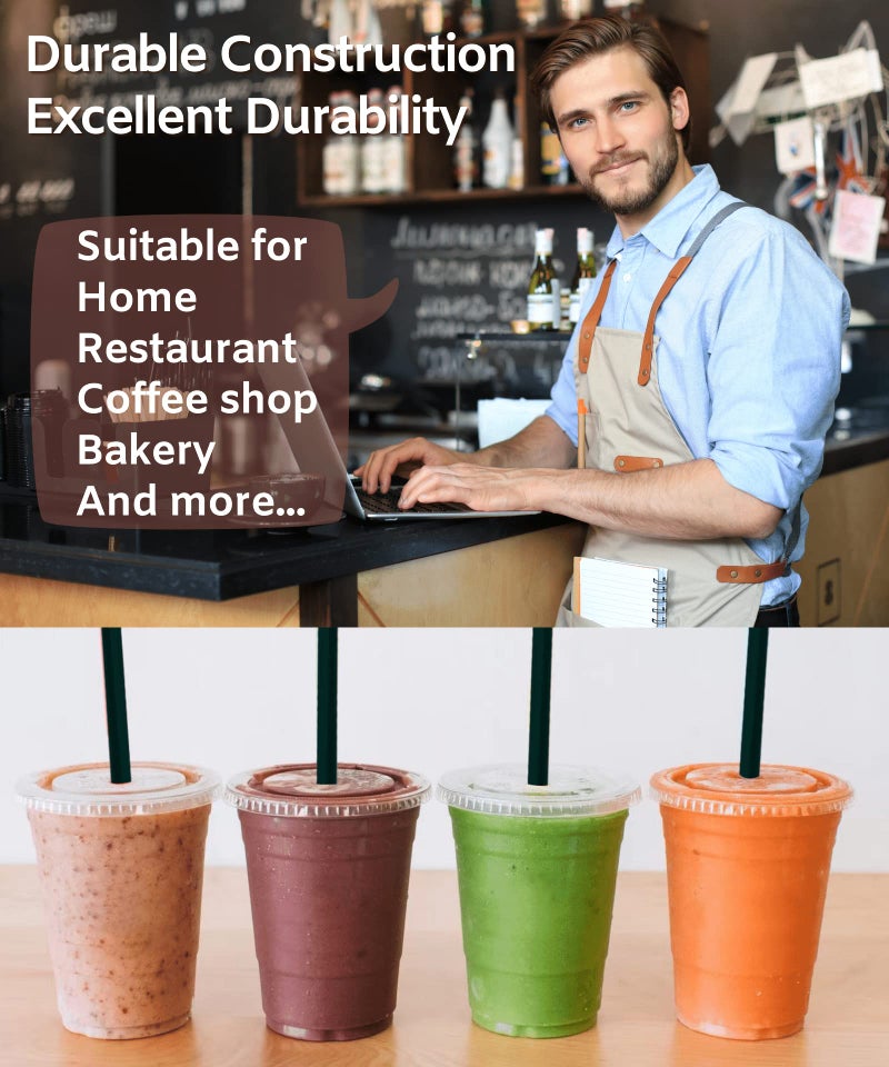 Cappatua 16 oz Clear Plastic Cups with Lids and STRAWS  Disposable Drinking Cups for Cold Drinks  Iced Coffee  Milkshakes  Smoothies  25 Sets - Image 5