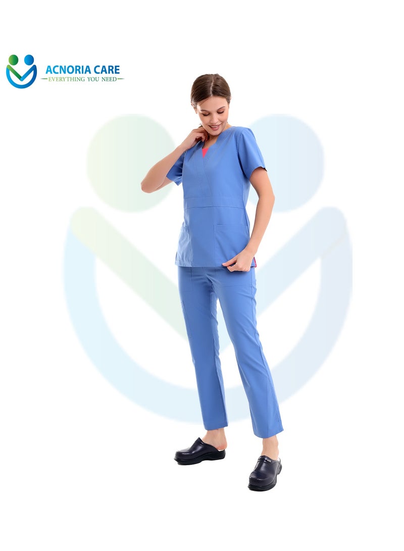 ACNORIA CARE Women's Medical Scrubs Consisting Of Two Pieces A Blouse And Pants, 35% Cotton And 65% Polyester Blue Color - Size M - From Acnoria Care - Image 2