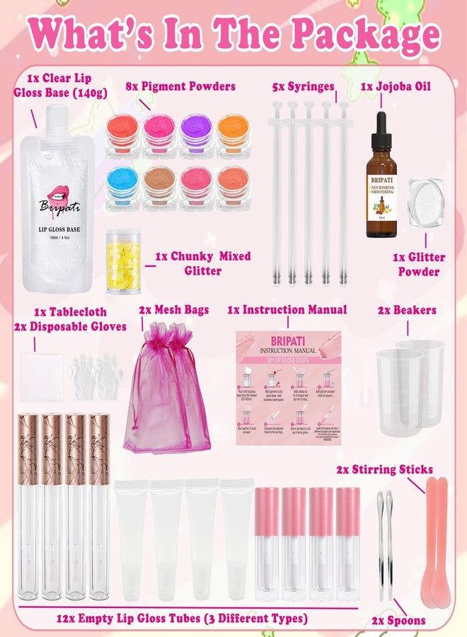BRIPATI DIY Lip Gloss Making Kit, DIY Lip Glosses Set to Make Your Own Lip Stick, Fun Craft Makeup Lipglosses, All-Inclusive Moisturizing Handmade Lip Glaze Supplies Set for Beginner Women Girls - Image 2