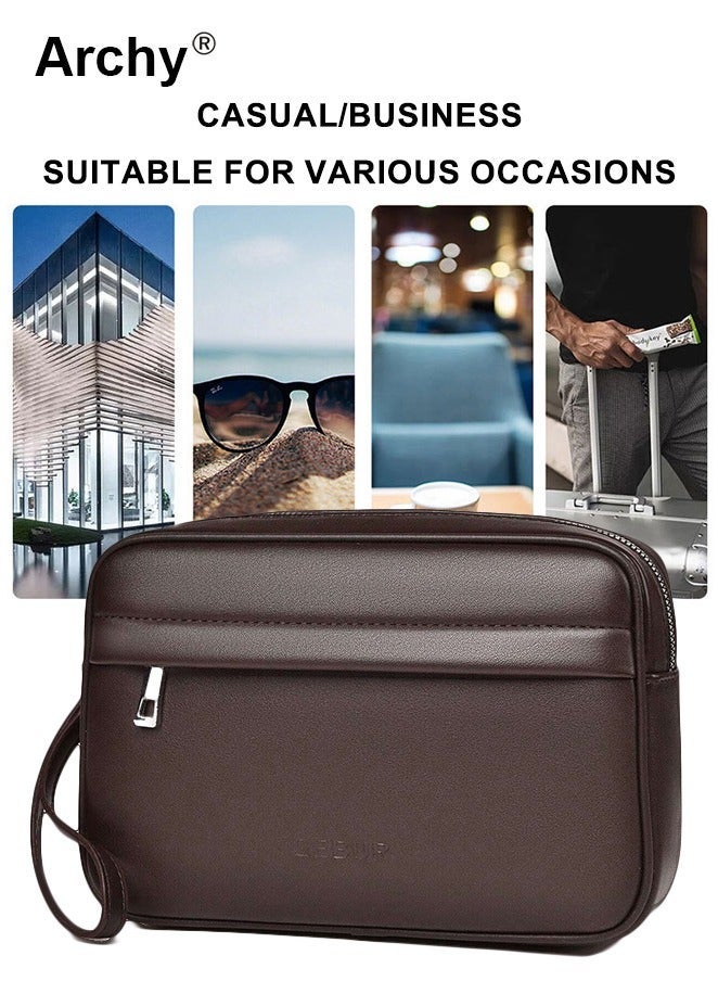 Archy Portable Mens Clutch Bag Soft Lightweight Simple Casual Spacious Design for Daily Commute Perfect for Work School or Travel Men's Business Clutch Handbag Multi-Compartment Daily Commuter Bag - Image 1