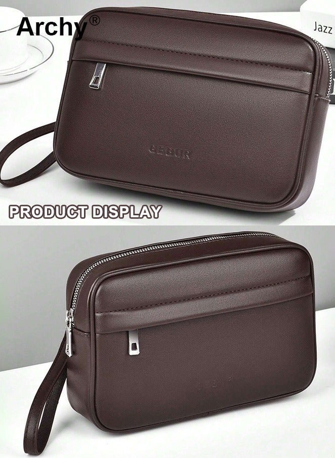 Archy Portable Mens Clutch Bag Soft Lightweight Simple Casual Spacious Design for Daily Commute Perfect for Work School or Travel Men's Business Clutch Handbag Multi-Compartment Daily Commuter Bag - Image 3