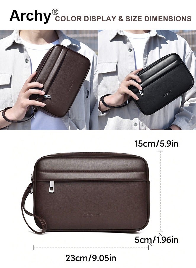 Archy Portable Mens Clutch Bag Soft Lightweight Simple Casual Spacious Design for Daily Commute Perfect for Work School or Travel Men's Business Clutch Handbag Multi-Compartment Daily Commuter Bag - Image 5