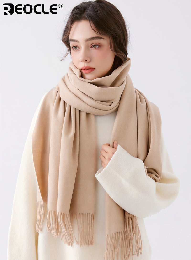 ريوكل شال نسائي متعدد الاستخدامات بدفء وشعور الكشمير الصناعي، لف متعدد الوظائف بتصميم خفيف الوزن لتنسيق الشال حول الرقبة - Image 1