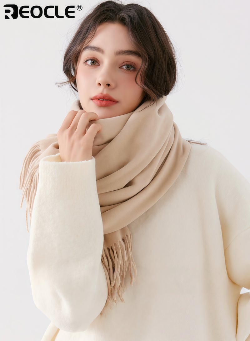 ريوكل شال نسائي متعدد الاستخدامات بدفء وشعور الكشمير الصناعي، لف متعدد الوظائف بتصميم خفيف الوزن لتنسيق الشال حول الرقبة - Image 2
