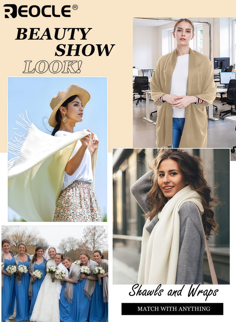 ريوكل شال نسائي متعدد الاستخدامات بدفء وشعور الكشمير الصناعي، لف متعدد الوظائف بتصميم خفيف الوزن لتنسيق الشال حول الرقبة - Image 4