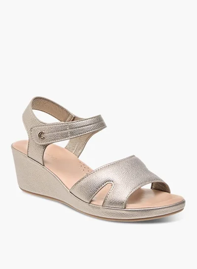 Le Confort Womens Wedge Heeled Sandals With Hook And Loop Closure