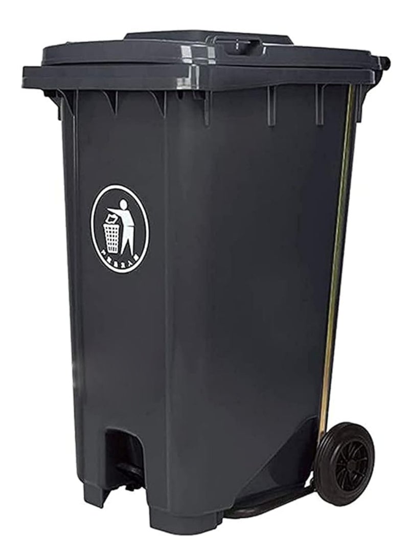 Vitacelli Plastic Garbage Bin 120 Litre with wheel and pedal - Heavy Duty Kitchen DustBin Outdoor Recycle Trash Can Large Industrial Waste bin Trash bin Black - Image 1