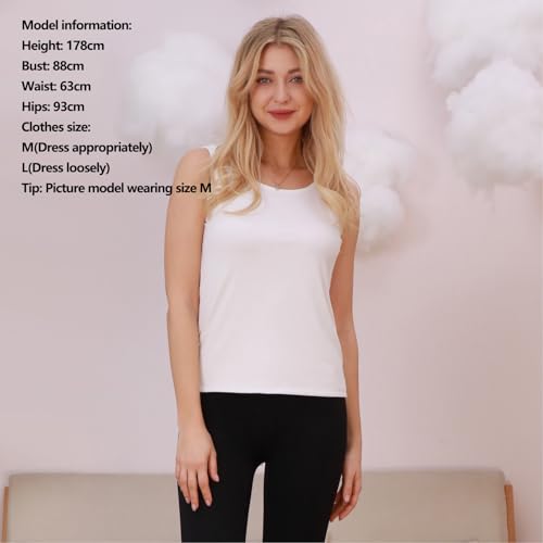 Breathffy 3 Pcs Women Thermal Tank Top - Loose Fit Plus Size Thick Warm Sleeveless Warm Fleece Lined Camis Underwear Top Base Layer (Black,White,Blue,Medium) - Image 5