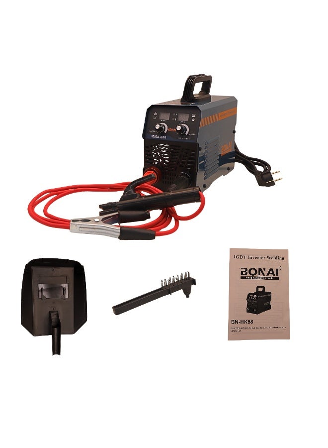 بوناي آلة لحام بوناي BN-HK88 MMA، لحام يدوي ٢٢٠-٢٤٠ فولت، تصنيف ٦٠٠ MMA، خرج ٢٠-١٠٥ أمبير، حماية IP٢١، عزل من الدرجة F، آلة لحام عاكس قوسي محمولة للاستخدام المنزلي والصناعي - Image 1