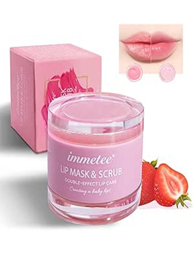 immetee Lip Scrubs Exfoliator & Moisturizer, Lip Mask 2 in 1 Double Effectively Repairs Dry Cracked Lips, Lip Scrubs Exfoliator Dead Skin Moisturizer, Lip Mask Overnight (0.35Oz+Brush) - Image 1