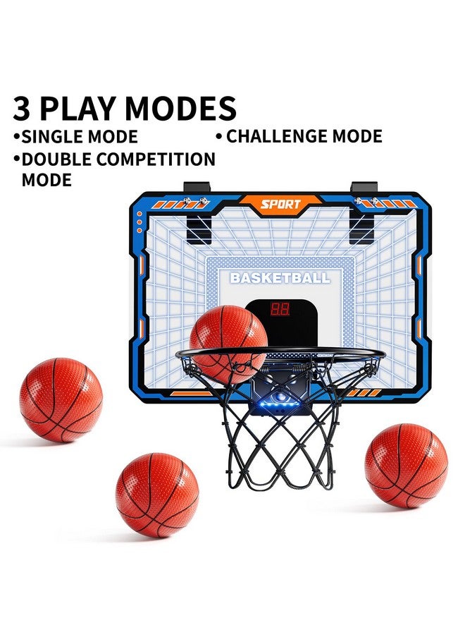 TEMI حلقة كرة السلة الداخلية مع جهاز تحكم عن بعد TEMI، حلقة كرة السلة مع 7 أضواء LED، حلقة صغيرة مع لوحة تسجيل و 4 كرات، هدايا ألعاب كرة السلة للأطفال من 3 إلى 12 سنة - Image 3