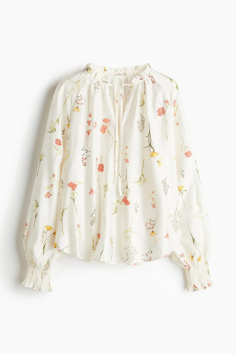 H&M Oversized Tie-Neck Blouse