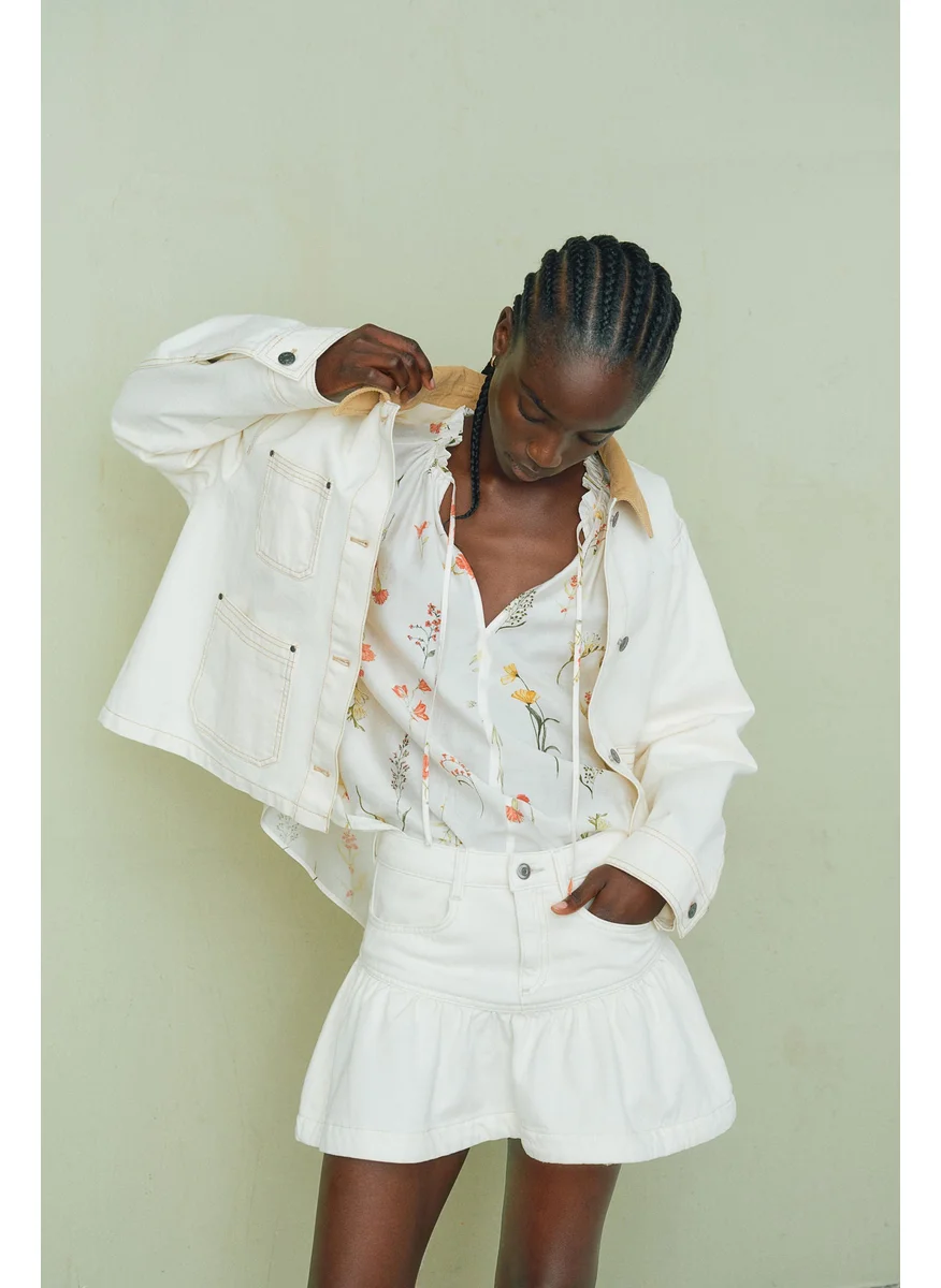 اتش اند ام Oversized Tie-Neck Blouse