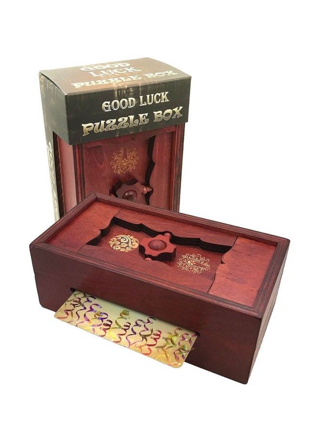 Good Luck Puzzle Box Secret Money And Gift Card Holder In A Wooden Magic Trick Lock With Hidden Compartment Piggy Bank Brain Teaser Game - Image 2