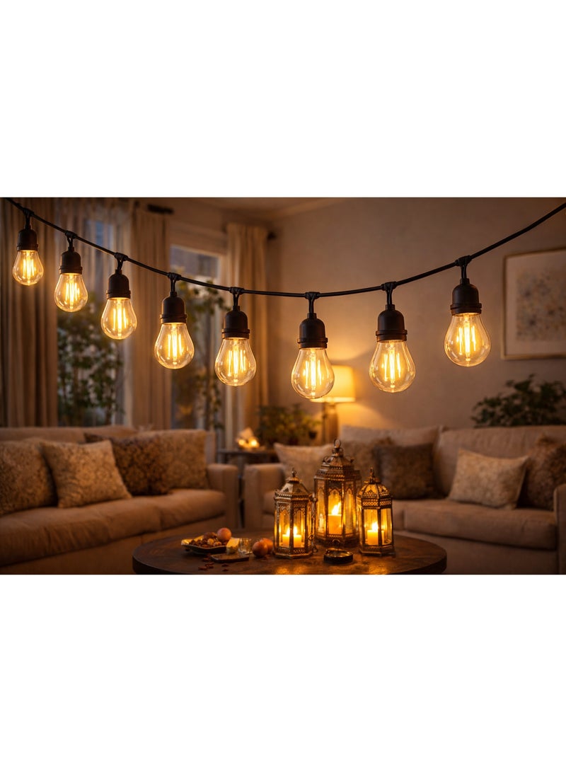 Outdoor Led String Lights 5M – 10 Edison Bulbs – Waterproof Vintage Style – Warm White Garden & Patio Decorative Lights - Image 1