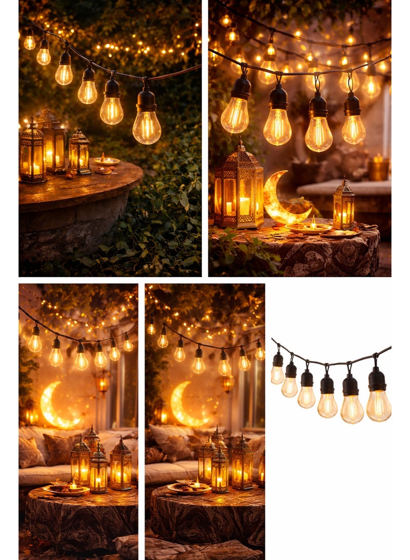 Outdoor Led String Lights 5M – 10 Edison Bulbs – Waterproof Vintage Style – Warm White Garden & Patio Decorative Lights - Image 2