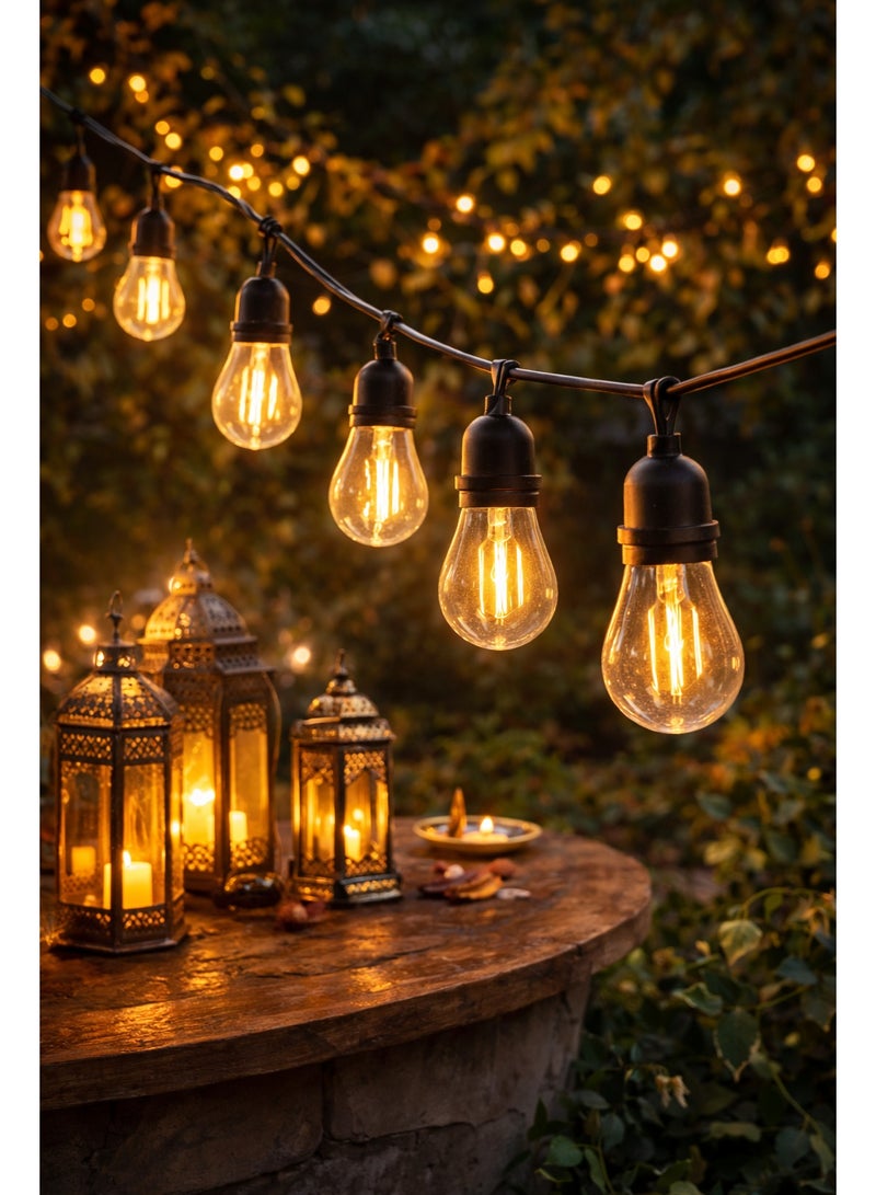 Outdoor Led String Lights 5M – 10 Edison Bulbs – Waterproof Vintage Style – Warm White Garden & Patio Decorative Lights - Image 4