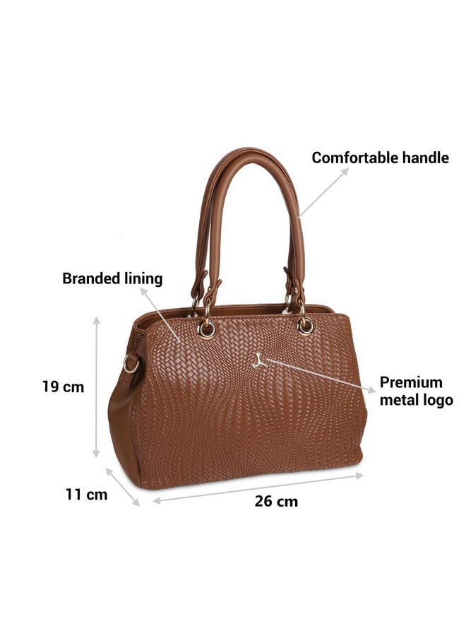 Mochi Women's Tan Fashionable Faux Leather Satchel Bag (66-362) - Image 3