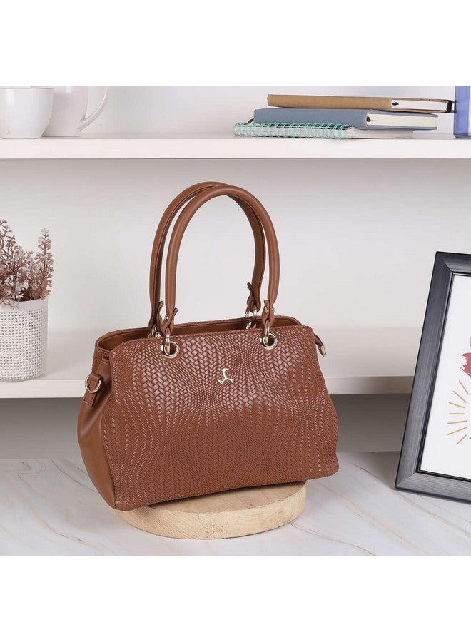 Mochi Women's Tan Fashionable Faux Leather Satchel Bag (66-362) - Image 2