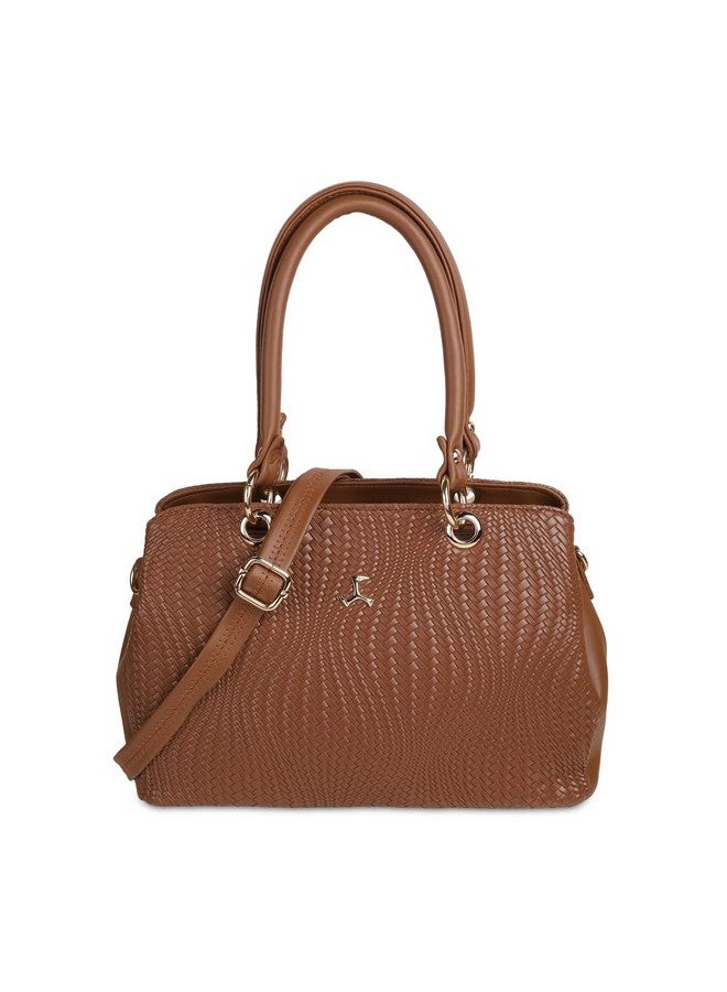 Mochi Women's Tan Fashionable Faux Leather Satchel Bag (66-362) - Image 1