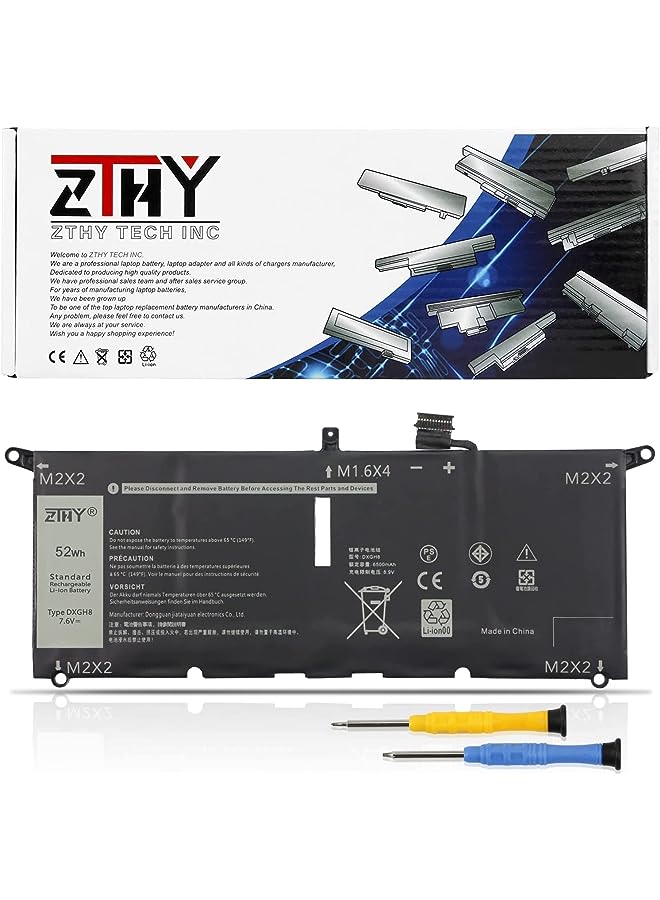 ZTHY 52Wh Dxgh8 Laptop Battery For Dell Xps 13 9370 9380 7390 2019 Inspiron 13 7000 7390 7391 2-In-1 5390 5391 14 7400 7490 Latitude 3301 Inspiron 5390 5391 7400 7490 Series Notebook G8Vcf P82 - Image 1
