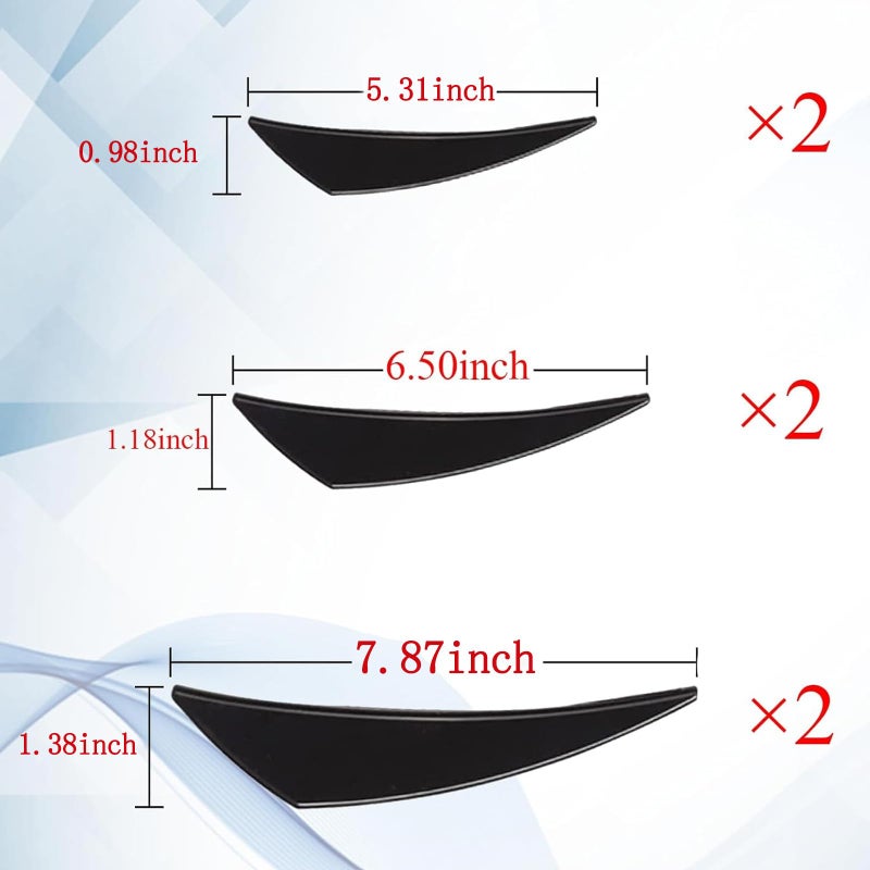 GKmow Pack-6 Car Spoiler Canards Kit, Universal Auto Front Bumper Lip Splitter, Body Anti-Collision Diffuser, Exterior Soft Rubber Decorative Stickers (Glossy Black) - Image 2