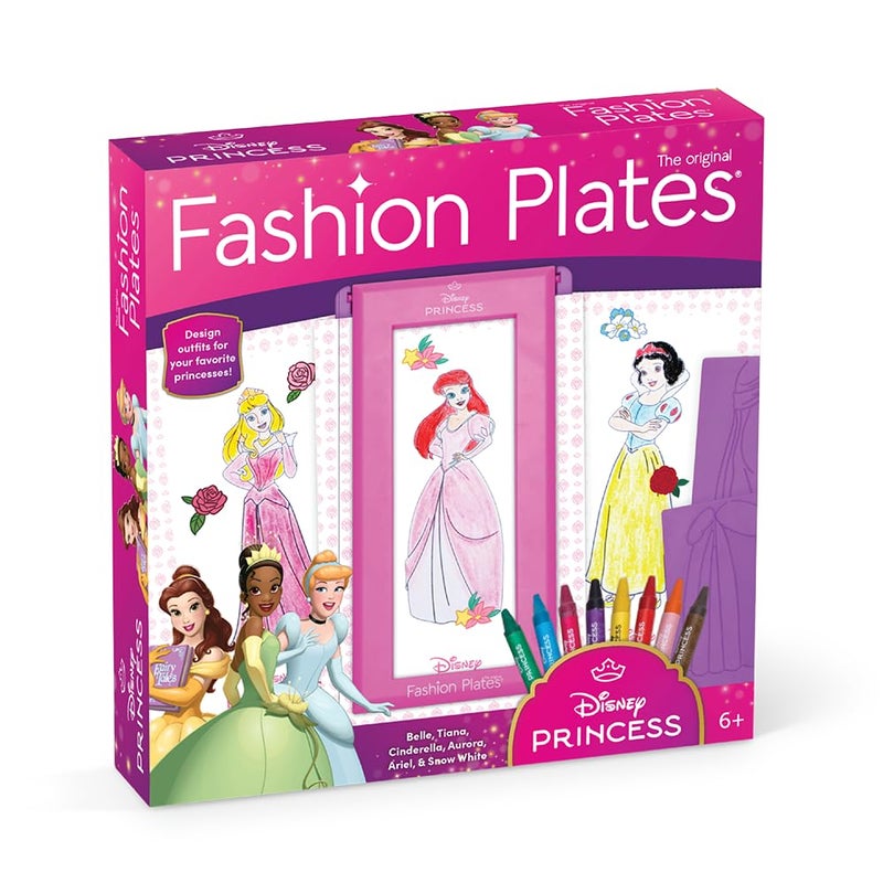 PlayMonster Fashion Plates Disney Princess â€“ Mix-and-Match Drawing Kit, Arts and Crafts, Coloring, Art Supplies, Craft Supplies, Stencils, Crayons Included, Create Your Own Designs, Ages 6+ - Image 1
