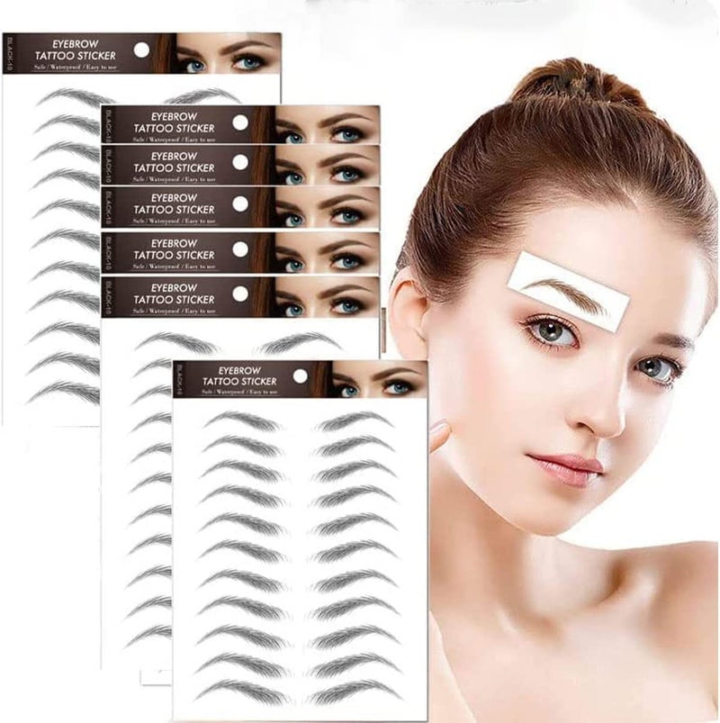 Kyzistn 77Pairs Eyebrow Tattoo Stickers 4D Hair-like Waterproof Natural Fake Eyebrow Stickers,Long Lasting Eyebrow Grooming Shaping Perfect for Women and Girls (Black) - Image 1