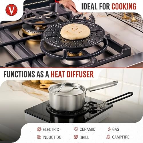 Victoria Cast Iron Arepa Grill, Enameled Parilla for Tortillas and Flatbreads, Heat Diffuser, Parrilla Asadora para Arepas, 8 Inches, Made in Colombia - Image 3