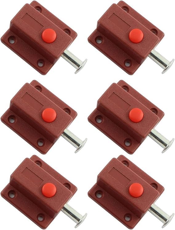 HEVASNEK 6Piece SpringLoaded Pressure Buttons Sliding Safety Latch Set Durable ABS Plastic for Doors Cabinets and Furniture Secure Reliable Solution - Image 1