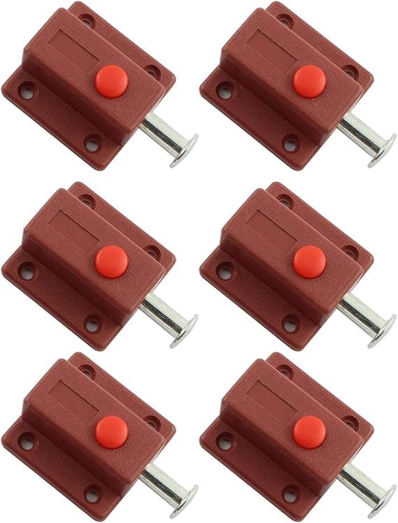 HEVASNEK 6Piece SpringLoaded Pressure Buttons Sliding Safety Latch Set Durable ABS Plastic for Doors Cabinets and Furniture Secure Reliable Solution - Image 4
