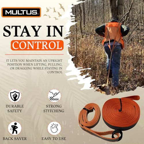 MULTUS: Deer Drag Harness Quick and Easy to Use Hunting Gear Dual Harness Deer Drag, Reflective Deer Dragger for Antelope, Deer, Elk and Other Game Animals, Hunting Gear for Men Women - Image 2