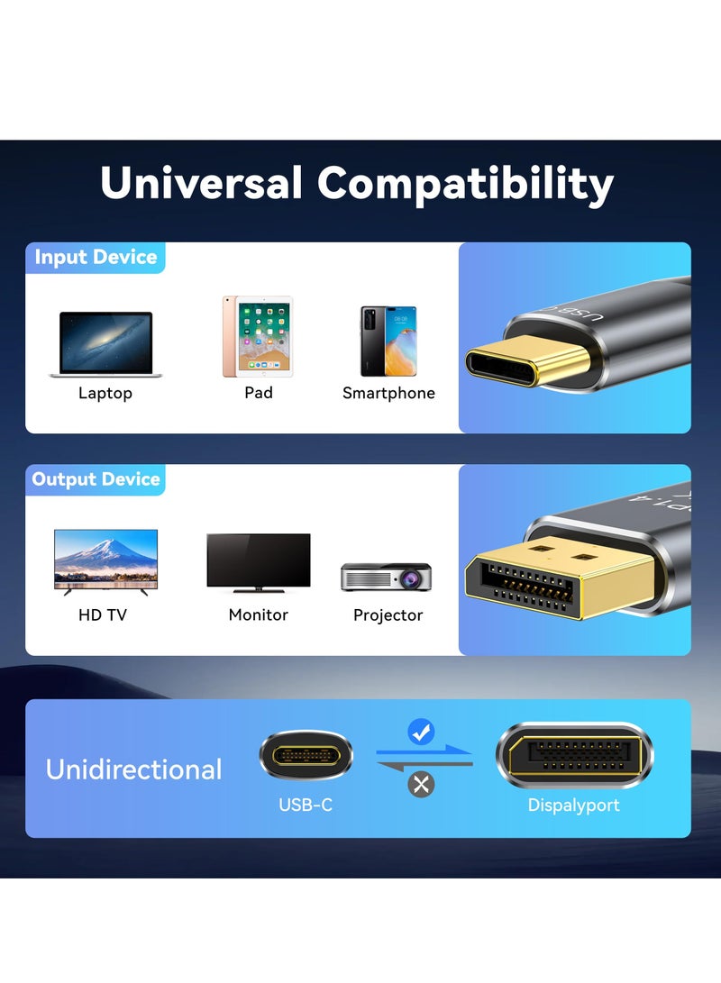 KASTWAVE 8K USB C to DisplayPort 1.4 Cable, Laptop HD Video Cable, Type C to DisplayPort Cable (8K@60Hz, 4K@165Hz/144Hz/120Hz), 32.4Gbps USB-C to DP Cable, Compatible for MacBook, iPad, XPS, Braided Cord, 10Ft - Image 5