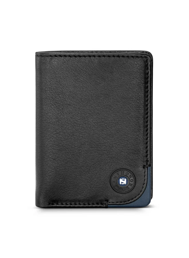 Saint Honore Paris Monnaie Black/Navy Leather Card Case for Men