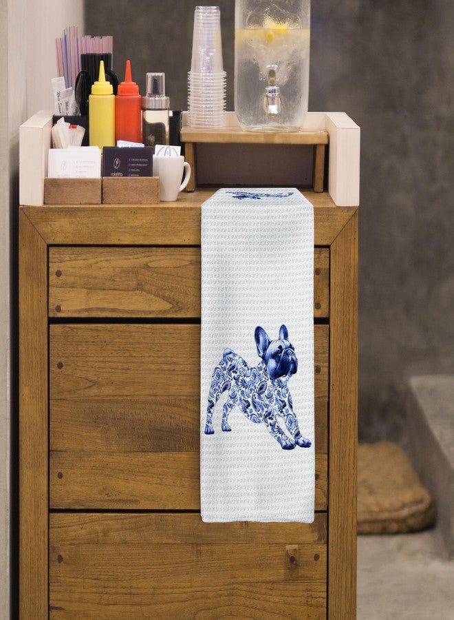 Tzhim French Bulldog Gifts Kitchen Towels, Blue and White Chinoiserie French Bulldog Hand Towels, Frenchbulldog Frenchie Gift for Women Dish Towel Dishcloths Tea Towels, Dog Lover Gifts, 16x24in - Image 5