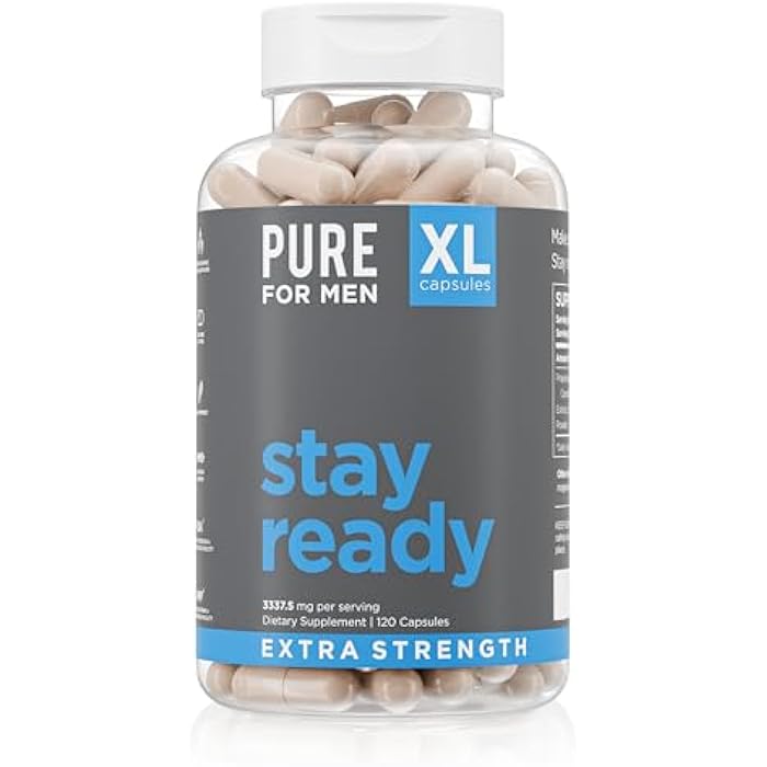 Pure for Men Stay Ready Fiber Extra Strength Supplement | Digestive Regularity | Bowel Movement & Gut Health Support | Vegan Cleanliness | Proprietary Formula | 120 Vegan XL Capsules - Image 1